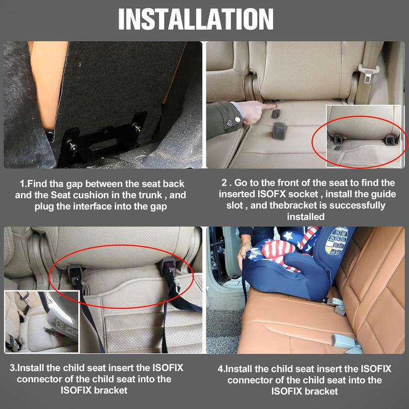 JHKLS Universal Child Seat Anchor Kit Safe Cars Seat Mount Bracket, Universal ISOFIX Latch Interface Bracket Steel Latch Connector 332*135*136mm Height Adjustable for Sedans - Image 4